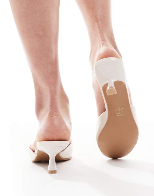 New Look kitten heel mules in off white