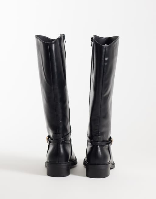New Look knee high buckle riding boot in black, 4 of 5