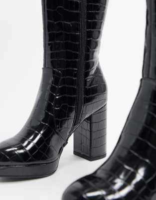 new look grey knee high boots