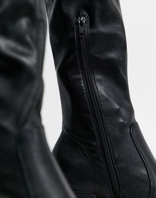 leather look knee high boots