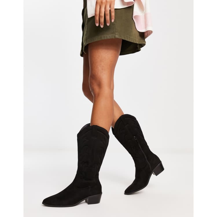 Knee high store black cowboy boots