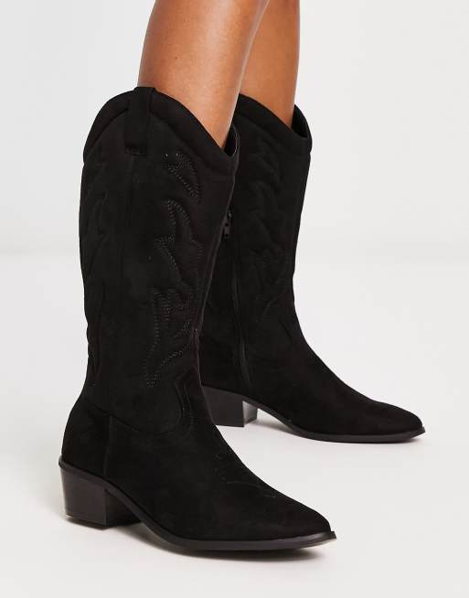 Black suede cheap western boots