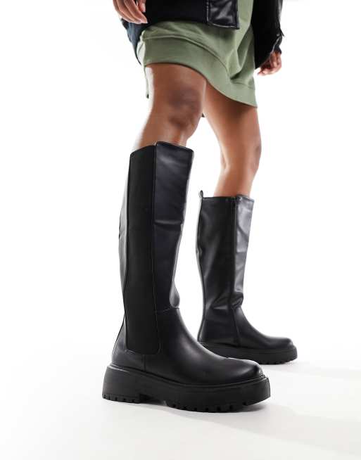 New Look - Kniehoge laarzen met dikke zool in zwart