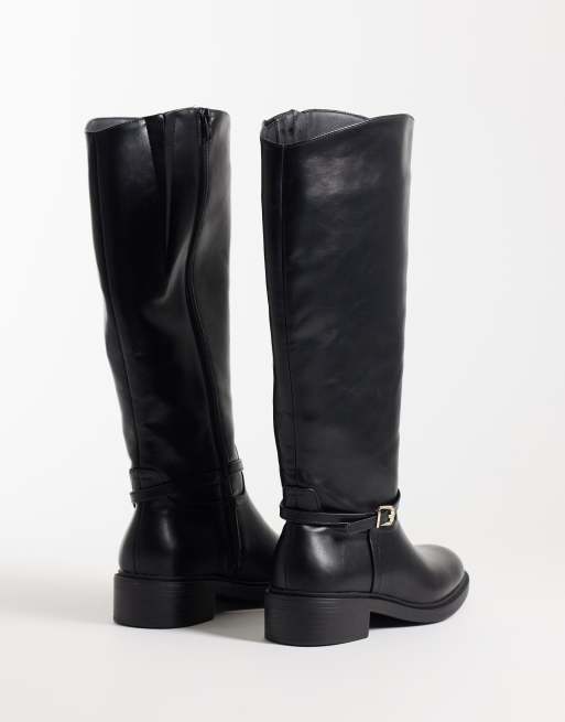 New Look kniehoge rijlaars met gesp in zwart, 5 van 5