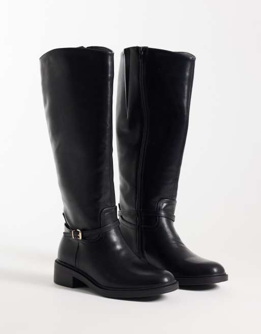 New Look kniehohe Reitstiefel mit Schnalle in Schwarz, 2 von 5