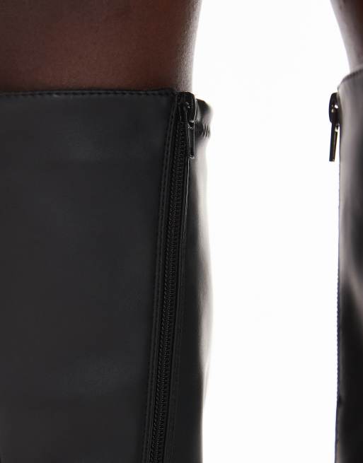 New Look – Kniehohe Stiefel aus Kunstleder in Schwarz mit dicker Sohle, 3 von 4