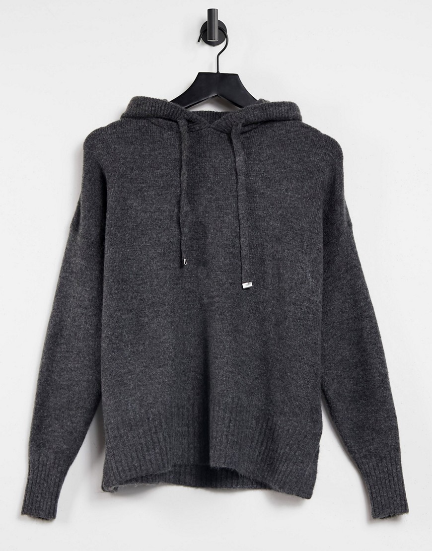 New Look knit hoodie in mid gray-Grey