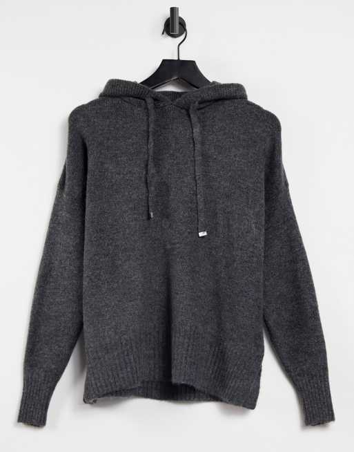 New Look knit hoodie in mid gray ASOS