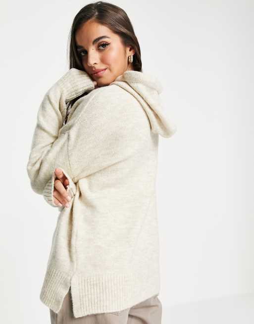 New Look knit hoodie in oatmeal