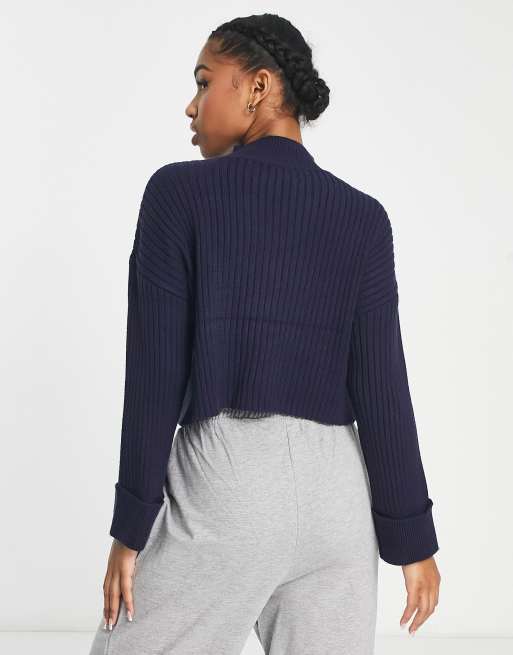New Look knit oversized ribbed sweater in navy | ASOS