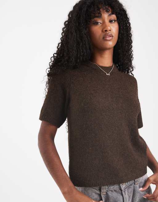 New Look knit T-shirt in brown