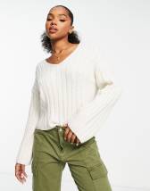 ASOS DESIGN lace trim v neck sweater