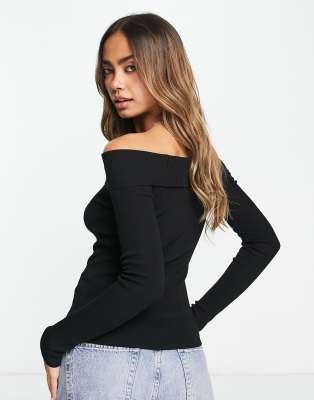 black knitted bardot jumper