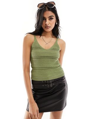New Look knitted cami vest in khaki