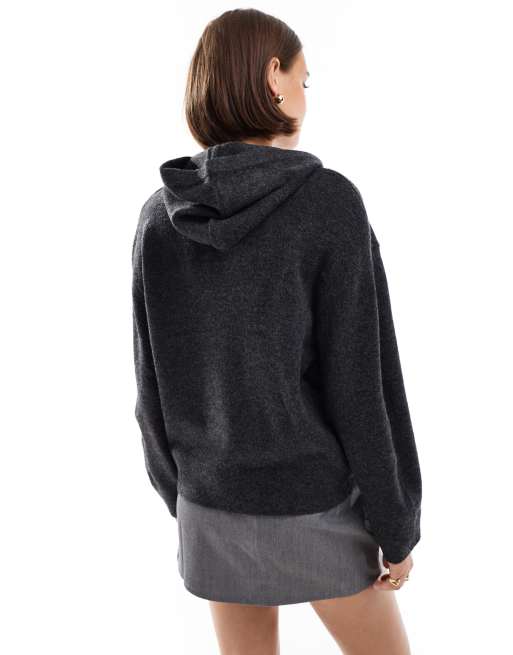 New Look knitted hoodie in grey ASOS