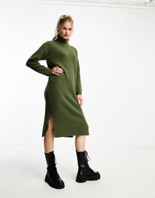 New Look knitted maxi dress in khaki - ASOS Price Checker
