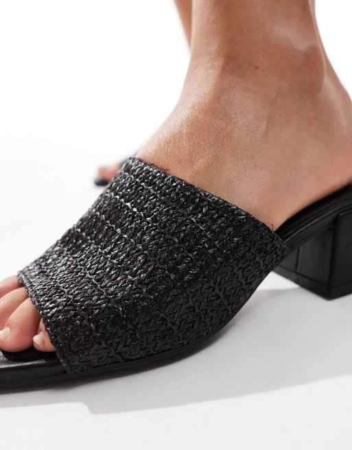 New Look knitted mid heeled mule in black ASOS