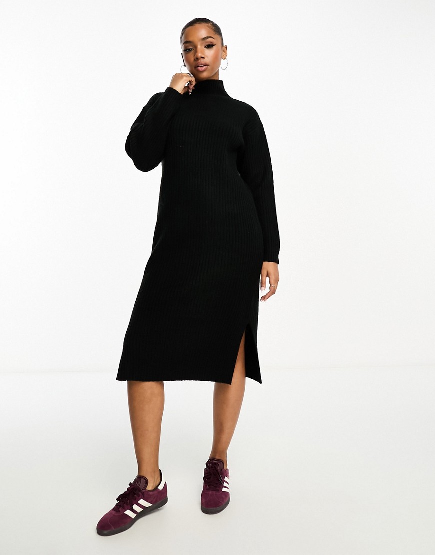 New Look knitted midi dress in black