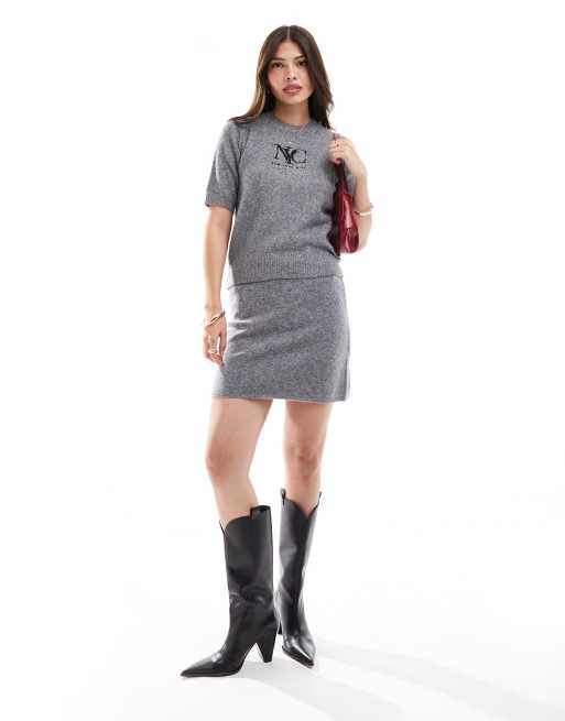 New Look knitted mini skirt in grey (part of a set)