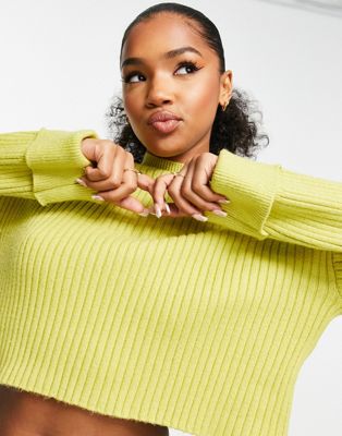New Look knitted oversized ribbed jumper in light green - ASOS Price Checker
