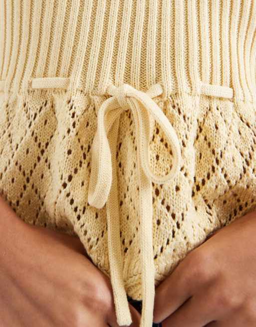New Look knitted peplum singlet in yellow, 3 of 4