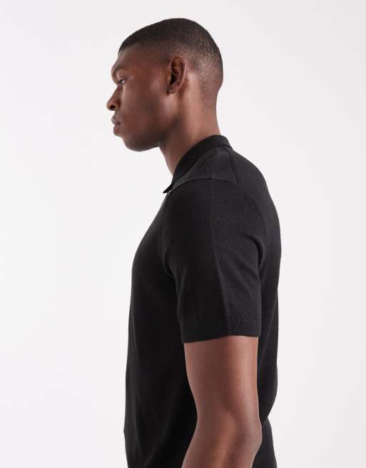 New Look knitted polo in black, 4 of 5