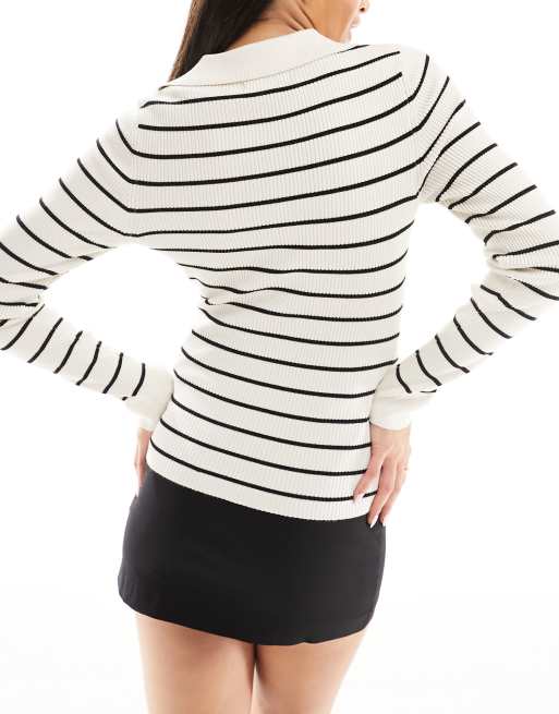 Black and shop white polo sweater