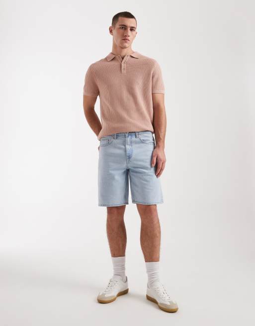 New Look knitted polo t-shirt in mid pink, 2 of 5