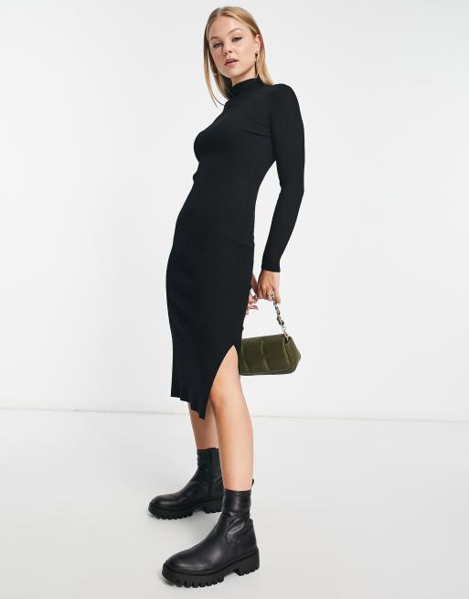 Asos black ribbed outlet dress