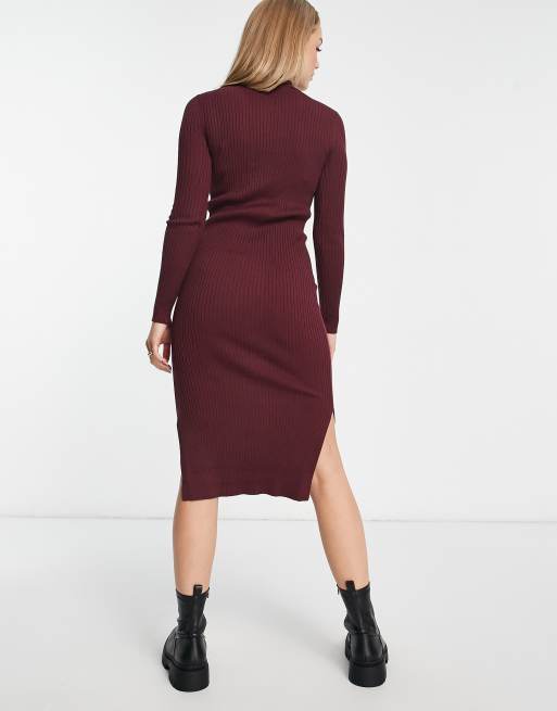 Ribbed best sale burgundy dress