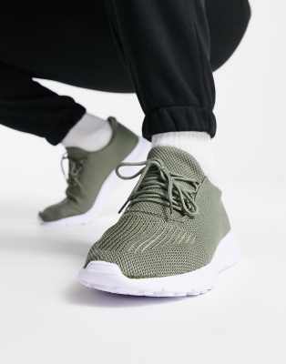 New Look Knitted Sneakers In Stone-neutral In Green