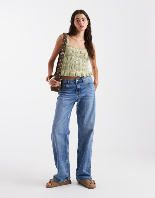 New Look knitted square neck vest in green, 4 of 4