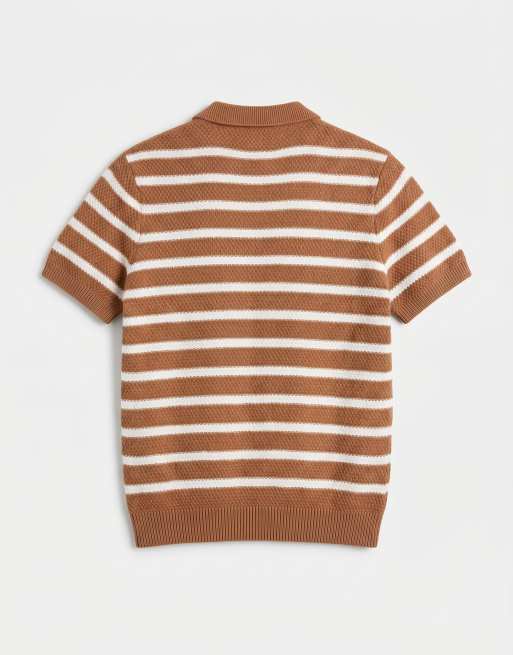 New Look knitted stripe polo in orange, 7 of 7