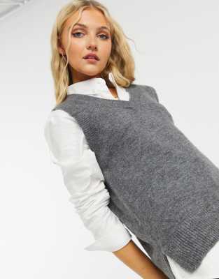 gray cardigan vest