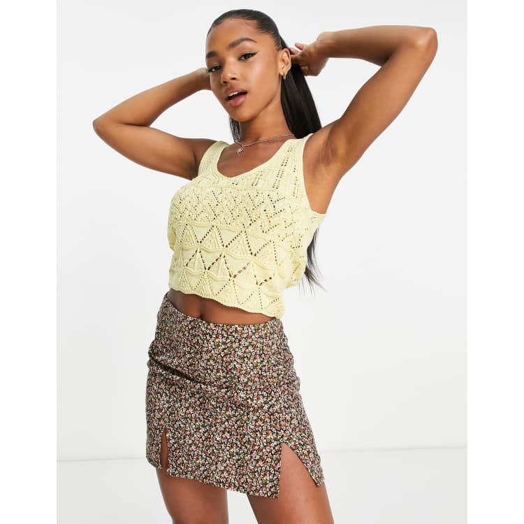 New Look Knitted Tank Top In Light Yellow ASOS, 43% OFF