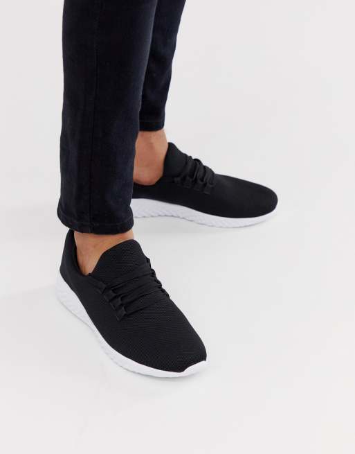 Black knitted trainers store mens