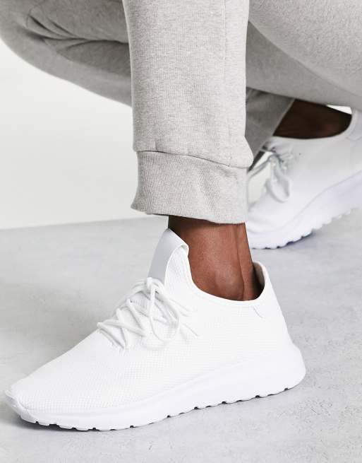 Adidas white knitted store trainers