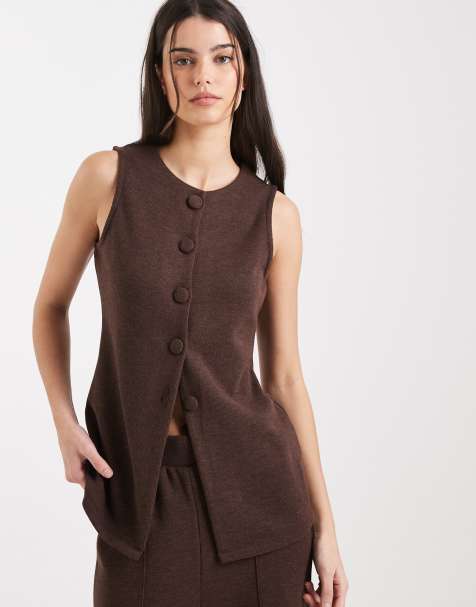 New Look knitted waistcoat in brown (Part of a set) - view 1
