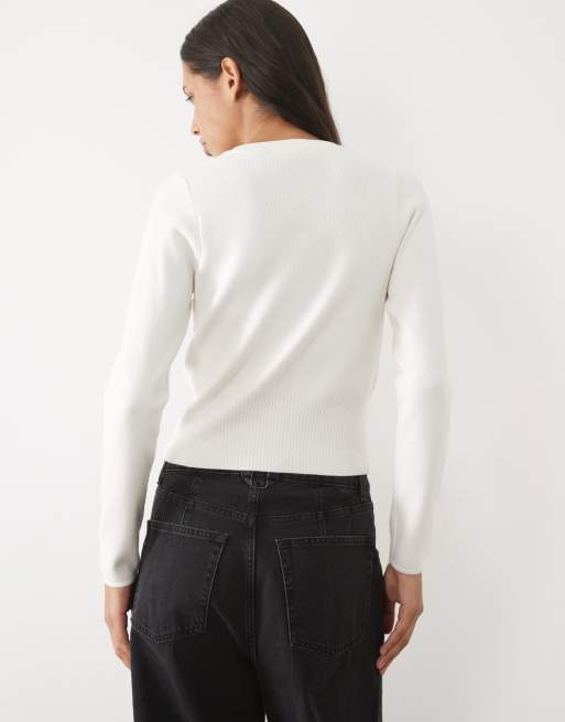 New Look kompakte Strickjacke in Cremeweiß, 4 von 4