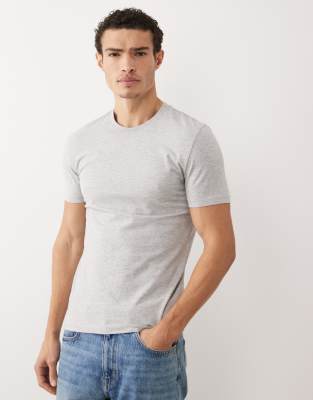 Körperbetontes T-Shirt in Grau meliert Grau 2XL