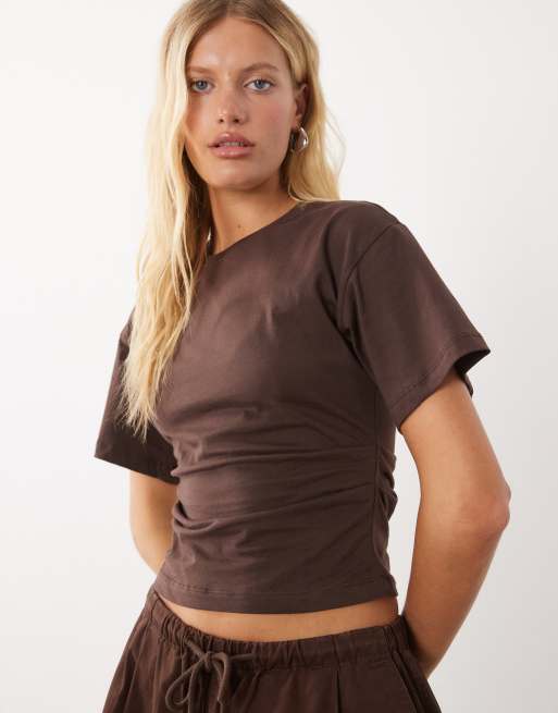 New Look korsett-t-shirt i mörkbrun, 3 av 4