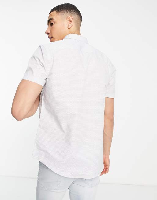 New Look - Kortærmet poplin-skjorte med print i lysegrå, 2 af 4