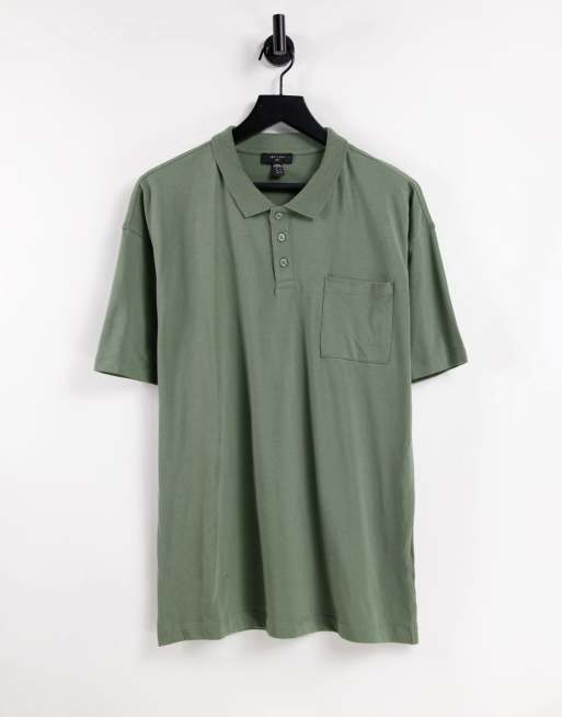 New Look – Koszulka polo oversize w kolorze khaki
