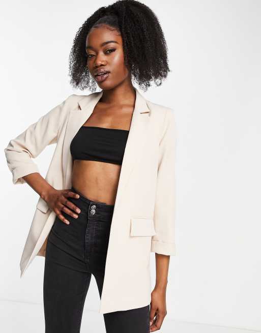 New Look – Krämvit, avslappnad kavaj i boyfriend-modell