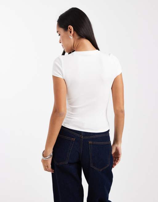 New Look – Krämvit, liten t-shirt, 4 av 4