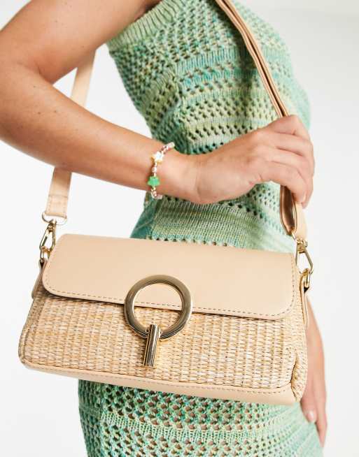 New Look – Kremowa torebka crossbody z rafii