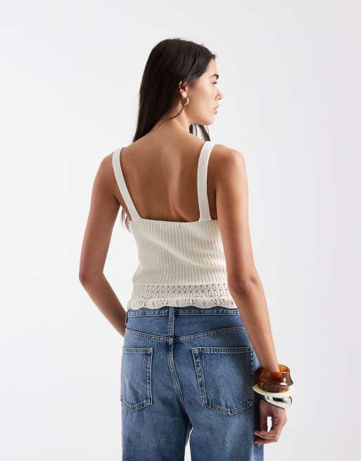 New Look – Kremowy dzianinowy top na ramiączkach, 2 z 4