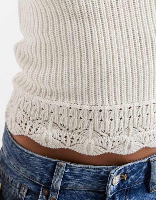 New Look – Kremowy dzianinowy top na ramiączkach, 3 z 4