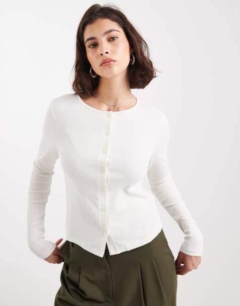 New Look crew neck cardigan in cream