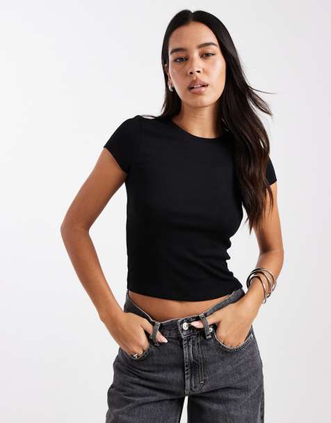 New Look – Krótki czarny T-shirt - view 1
